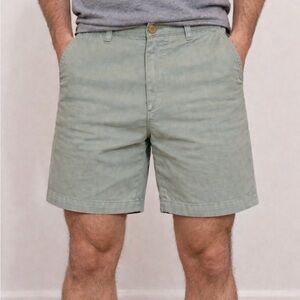 -Berle Pale Green Vintage Series Flat Front Stone Washed & Beaten Shorts Size 38